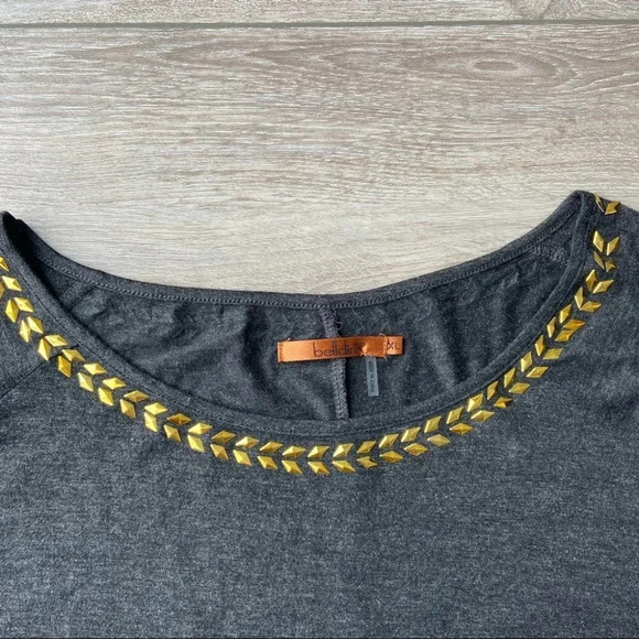 Belldini Gold Neckline Accents Cold Shoulder  Tunic Blouse - Picture 6 of 12